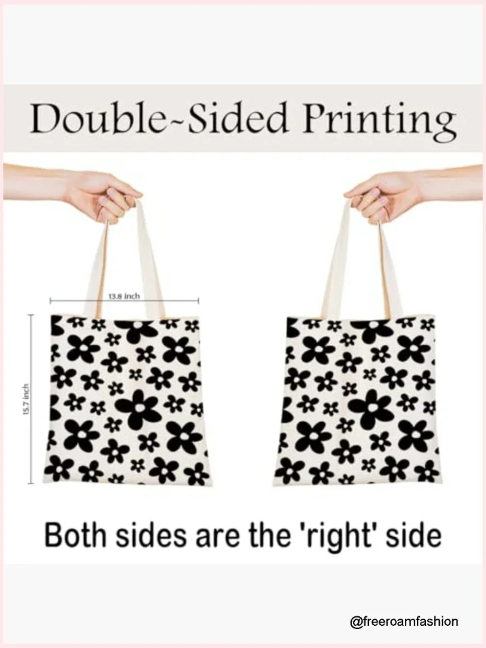 Canvas Tote Bag for Women, Reusable Grocery Shopping Shoulder Bag